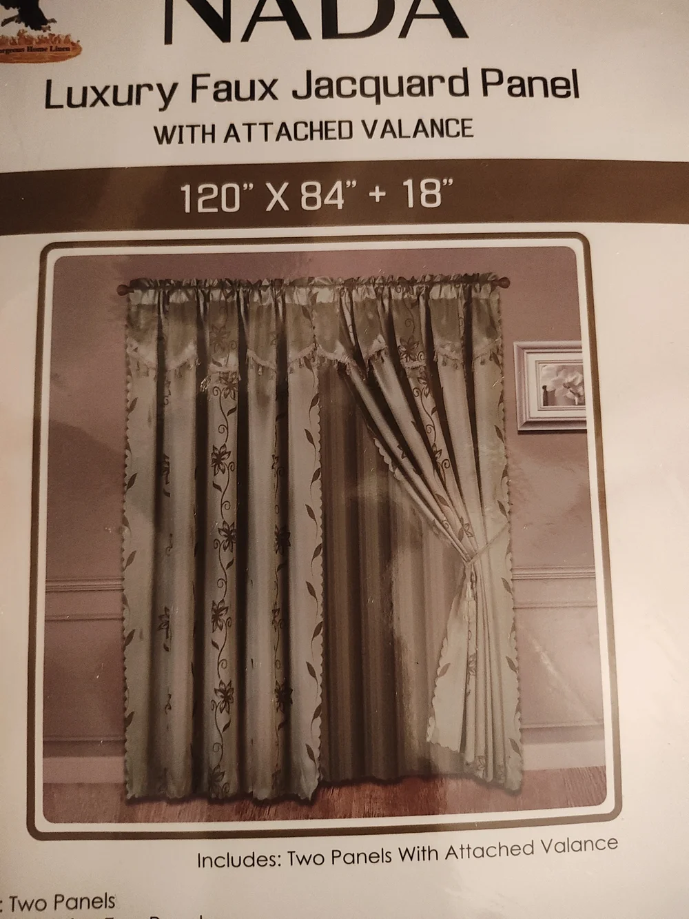Nada Luxury Faux Jacquard Curtain Panel Set in Sage